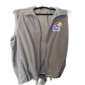 KU Men's L Grey Sport Vest Vesi Sportswear Large Zipper Vest Sweater Fleece